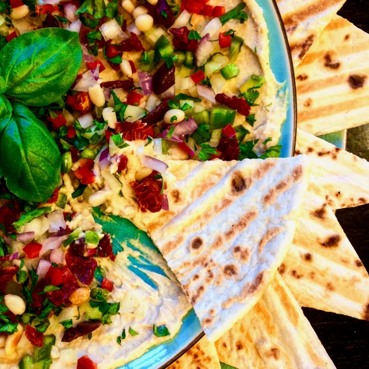 Mediterranean Dip (Vegan) with Grilled Flatbread