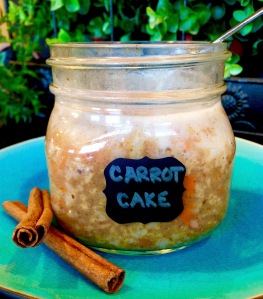 Carrot Cake Oatmeal steamed right in the jar.