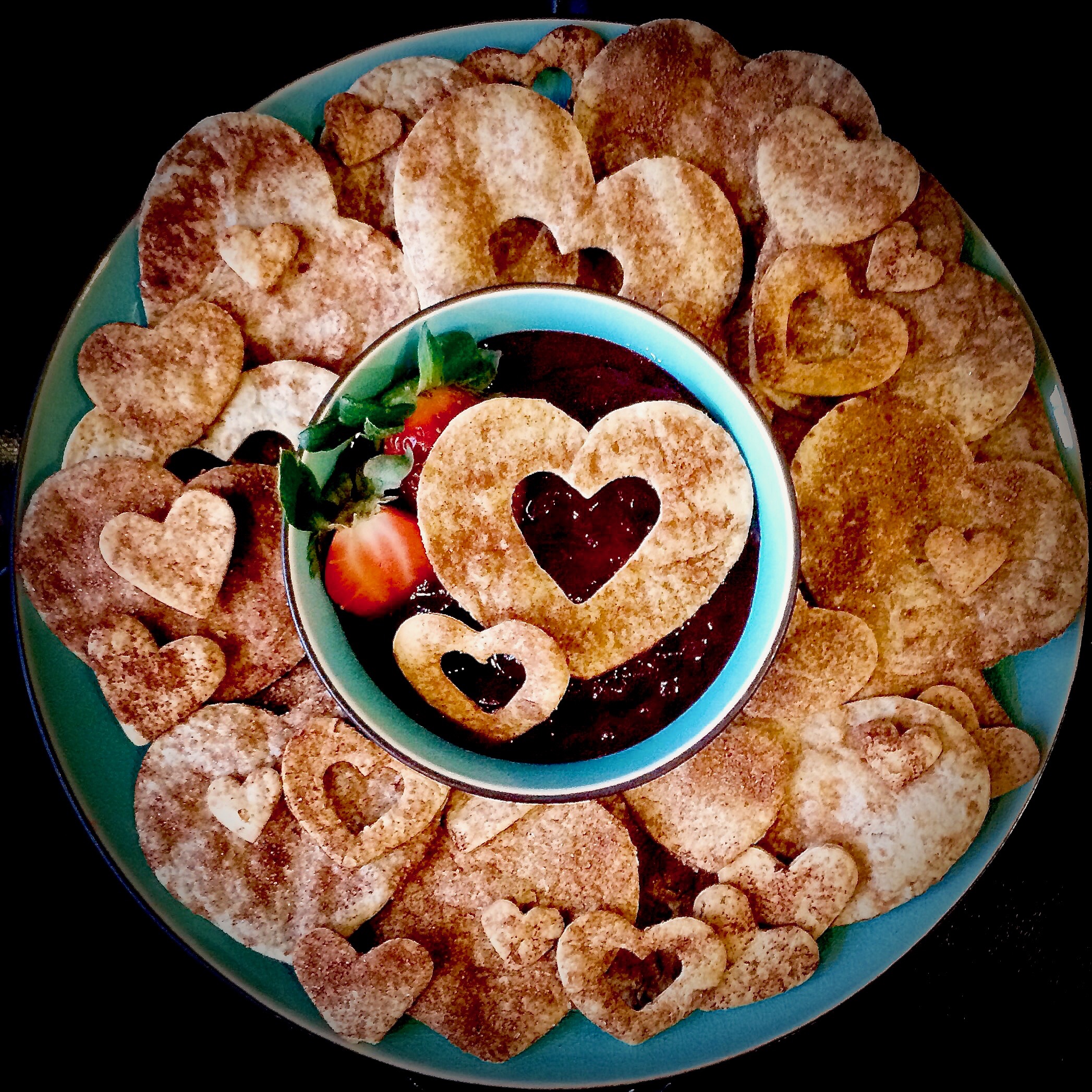 Baked Cinnamon Hearts with Sweet Cherry Dipping Sauce
