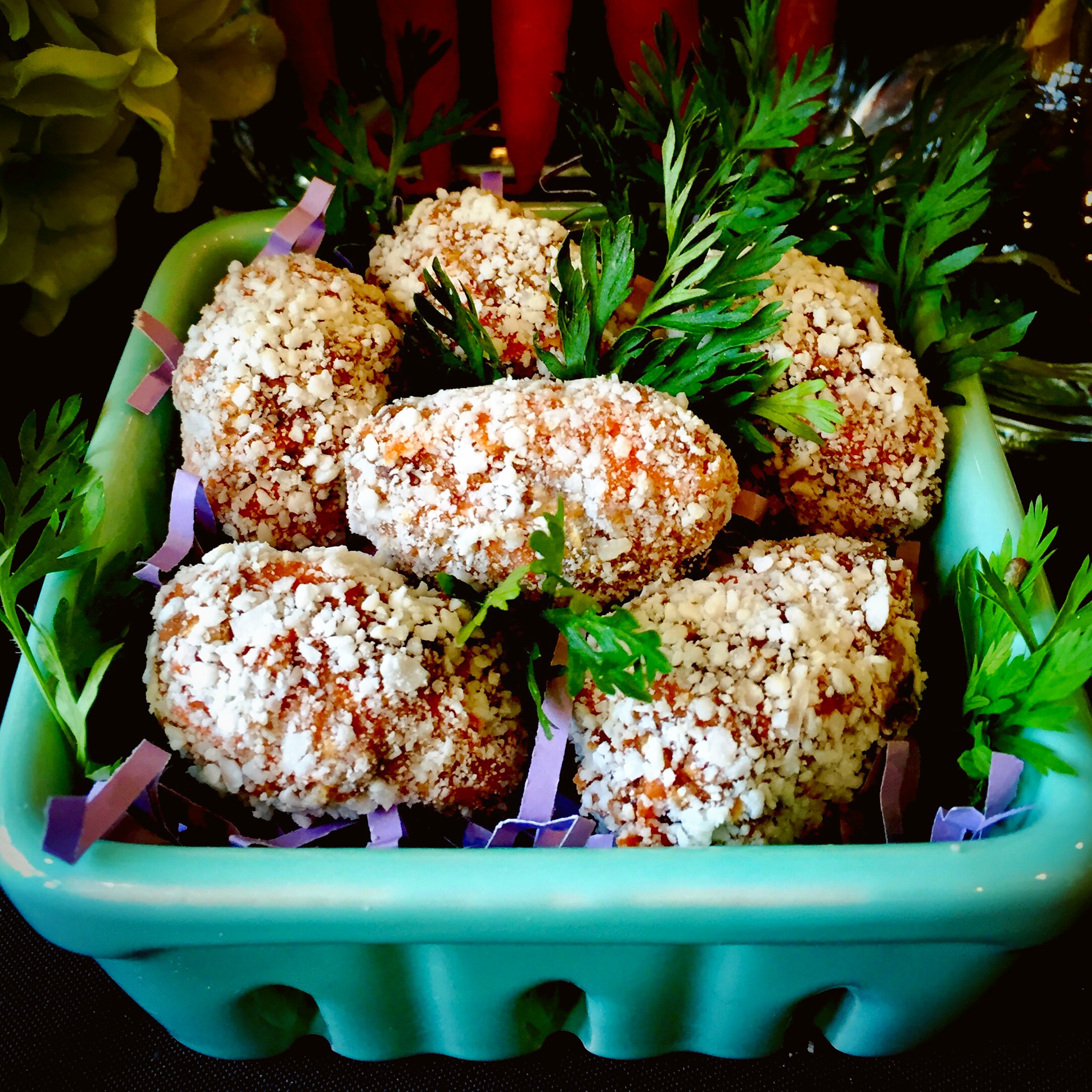 Put a HEALTHY TREAT in your kids' Easter Baskets! CARROT CAKE BITES!
